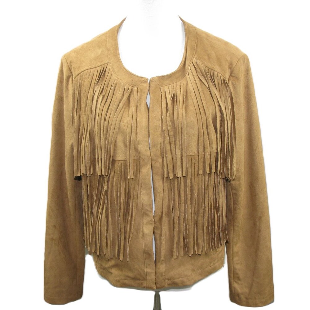 a.n.a Western Faux Suede Fringe Jacket Size Large